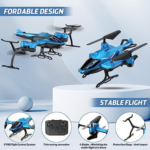 Vatos Rc Helicopter 2.4G All In 1 Remote Control Helicopter Super Function 360° Flip Obstacle Avoidance Altitude Hold One Key Take Off/Landing Rc Plane Toy s For Kids Adults
