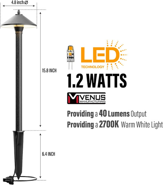 Low Voltage Led Pathway Lights 1.2W Outdoor Landscape Lighting 6 Pack 40 Lumen Landscape Path Lights 2700K For Lawn Patio Yard Walkway Driveway Pathway Garden