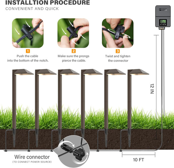 Low Voltage Wire Connector For 12-18 Gauge Low Voltage Wire Connectors For Landscape Lighting Path Lights Spotlight 4Pack