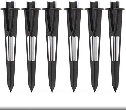 Landscape Lighting Stake Metal Outdoor 6 Pack Sturdy Solid Ground Spike Die-Cast Aluminum For Flood Light Pathway Light'S Stakes
