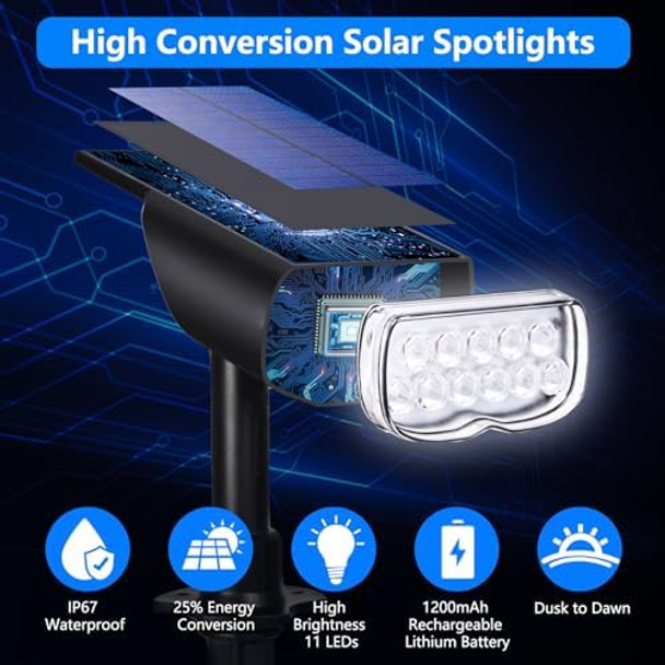 Solar Spot Lights Outdoor Waterproof Landscape Spotlights Dusk To Dawn Daylight 4 Pack