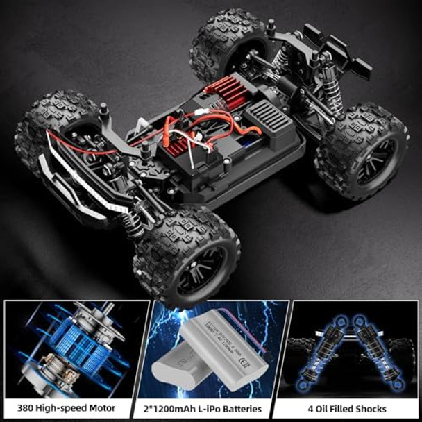 Wayeee 1:18 Fast Rc Car 40 Kph High Speed 4X4 Remote Control Monster Truck All Terrain Vehicles Toy With 2 Batteries 2.4Ghz Remote Control 2 Pvc Shell Off-Road Pickup For Kids And Adults