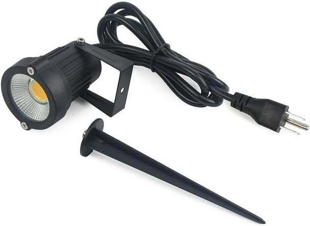 2 Pack Outdoor Landscape Lighting 5W Cob Led Spotlights For Garden Lawn Wall Yard Path With Spiked Stand And Plug Adapter (Warm White)
