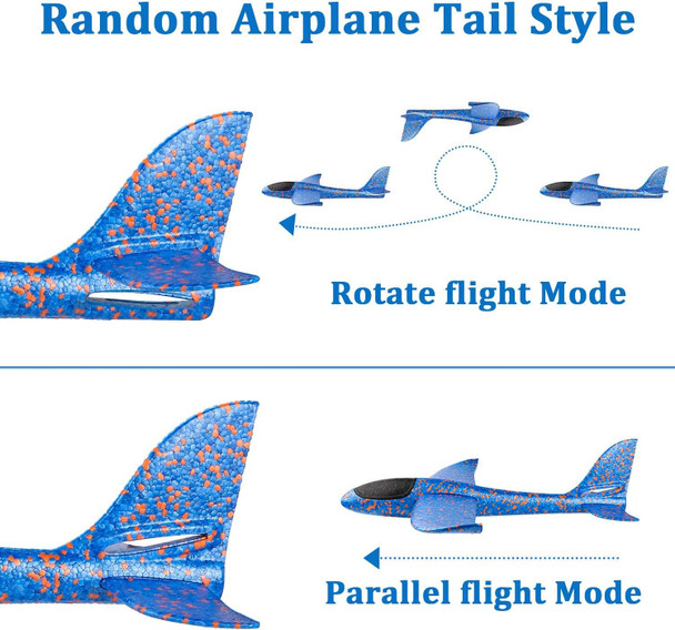 2 Pack Throwing Foam Airplanes 17.5 Inches 2 Flight Mode Glider Inertia Planes Model Manual Launch Epp Flying Aircraft Planes For Kids Outdoor Sport