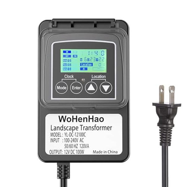 100W Low Voltage Lighting Transformer For 12V Dc Output Low Voltage Landscape Lights 100-240V Ac To 12V Dc Output Landscape Lights Transformer With Astronomic Timer