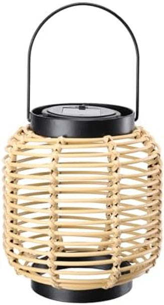 Outdoor Solar Lantern Hanging Lights 11" Rattan Decor Outdoor Waterproof Solar Lights Led Lantern s For Women Decorative Lanterns For Lawn Patio Yard Landscape Porches