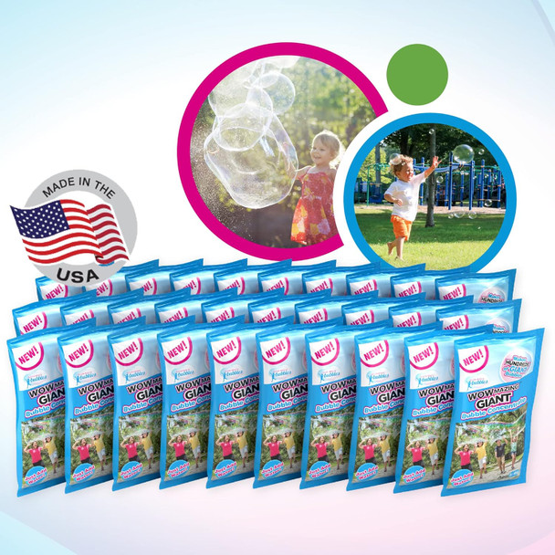 Wowmazing Big Bubbles Refill - Concentrated Giant Bubble Solution Makes 4 Gallons 5 Pouches For Kids’ Fun Usa Made