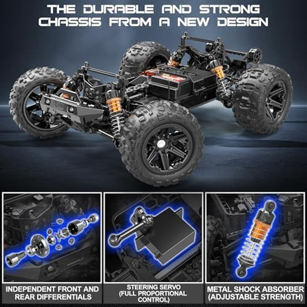 1:14 Scale All Terrain Rc Cars For Adults & Boys (Hs14323) Max Fast 40+ Kph 4Wd Off-Road Rc Truck For Snow & Sand & Mud 4X4 Waterproof Remote Control Car With 2 Rechargeable Batteries