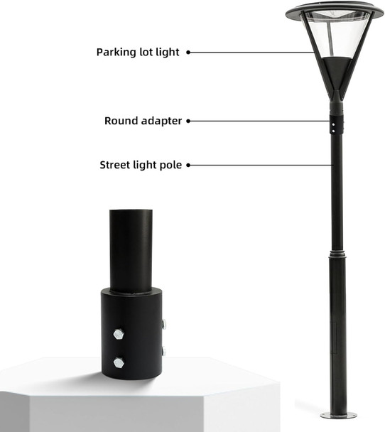 4-Inch Heavy-Duty Circular Light Pole Tenon Adapter Suitable For Circular Lamp Post 2 3/8 Circular Lamp Post Installation Bracket Parking Lot Lights Street Lights 4-Inch Heavy-Duty Circular Light Pole Tenon Adapter Suitable For Circular Lamp Post 2 3/8 Circular Lamp Post Installation Bracket Parking Lot Lights Street Lights