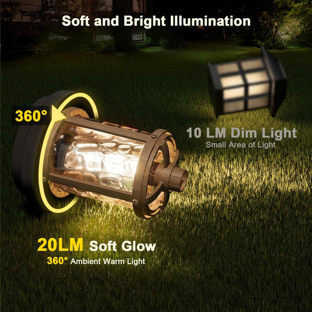 Xmcosy+ Solar Pathway Lights Dual-Tone Solar Lights Outdoor Waterproof Ip65 20 Lm Led Bright Glass Outside Light For Garden Path Yard Walkway Driveway (‎Black & Brown)
