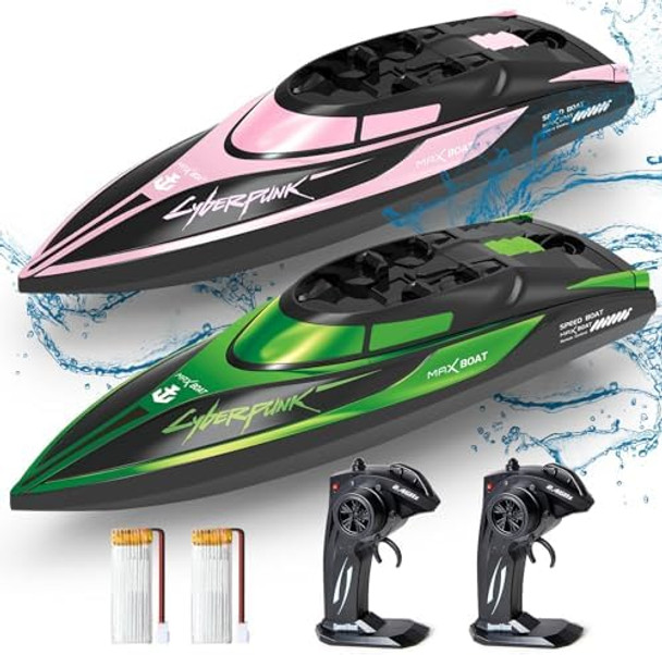 Rc Boat For Kids 2 Pack Remote Control Boats Toys With Rechargable Battery Boat With Led Light For Pools Lakes s Boys Girls