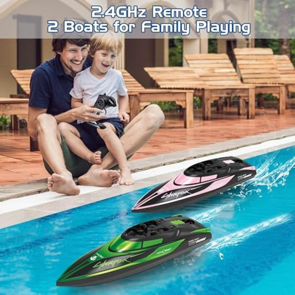 Rc Boat For Kids 2 Pack Remote Control Boats Toys With Rechargable Battery Boat With Led Light For Pools Lakes s Boys Girls