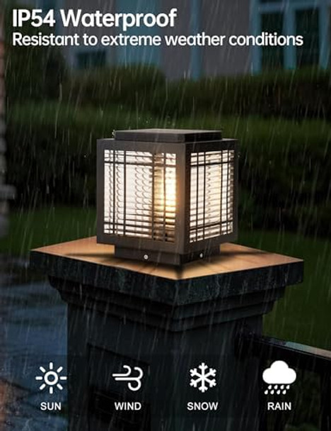 Outdoor Post Light Modern Column Lights Ip54 Waterproof Porch Fence Cap Lights Stainless Steel Post Cap Lantern E26 Pillar Lighting For Garden Flat Surface Patio 7.9" Landscape Lighting