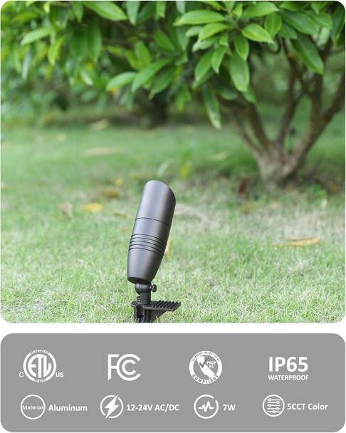 Led Landscape Spotlights 7W 5Cct Wired Uplighting Outdoor With Adjustable Beam Angle 12V Low Voltage Spot Lights Outdoor With Connectors For House Yard Tree Etl Bronze Pack Of 6