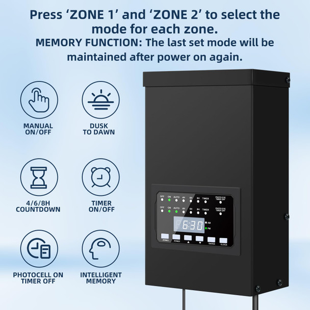 Zhengxi 300W Low Voltage Landscape Lighting Transformer Outdoor Patio Transformer With 2 Individually Controlled Outputs 120V To 12V/14V With Timer And Light Sensor Zhengxi 300W Low Voltage Landscape Lighting Transformer Outdoor Patio Transformer With 2 Individually Controlled Outputs 120V To 12V/14V With Timer And Light Sensor