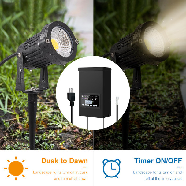 Zhengxi 300W Low Voltage Landscape Lighting Transformer Outdoor Patio Transformer With 2 Individually Controlled Outputs 120V To 12V/14V With Timer And Light Sensor Zhengxi 300W Low Voltage Landscape Lighting Transformer Outdoor Patio Transformer With 2 Individually Controlled Outputs 120V To 12V/14V With Timer And Light Sensor