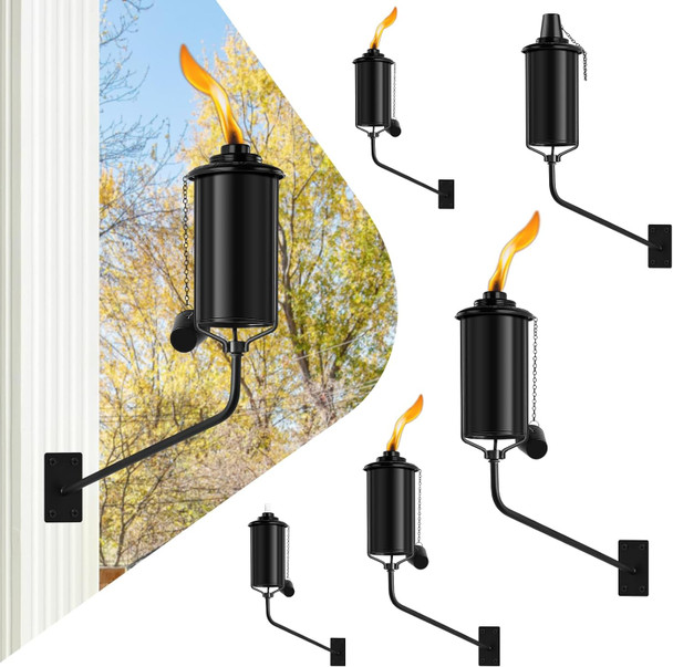 Zszmfh 4 Pcs Wall Mounted Citronella Torches 16 Oz Garden Torches For Outside Refillable Flame Light Torch Outdoor Metal Torch For Yard Patio Deck Garden Party Landscape