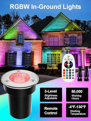 Zuckeo Rgb Low Voltage Landscape Lights Led Color Changing Well Lights Outdoor In Ground Light 12-24V Landscape Lighting For Garden Yard Pathway 2Pack