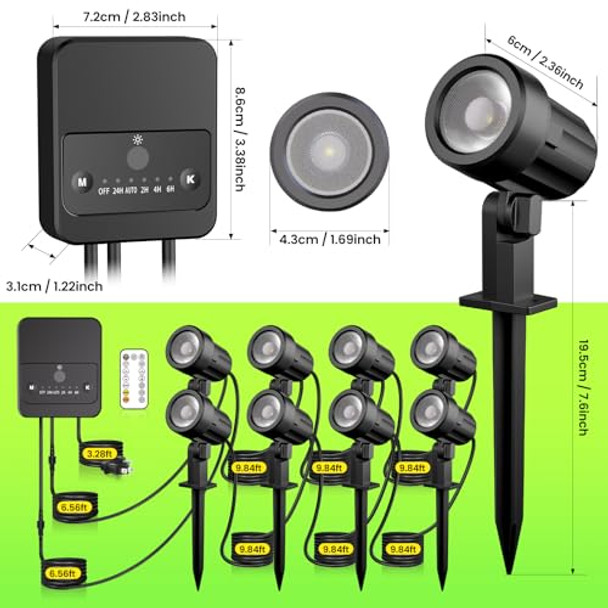 Zzxx Led Landscape Lighting Kit120V Landscape Lights With Photocell Sensor 2700K-6500K Ip66 Waterproof Spotlights Outdoor With Remote Control For Yard House Garden Pathway Tree (8 Pack)