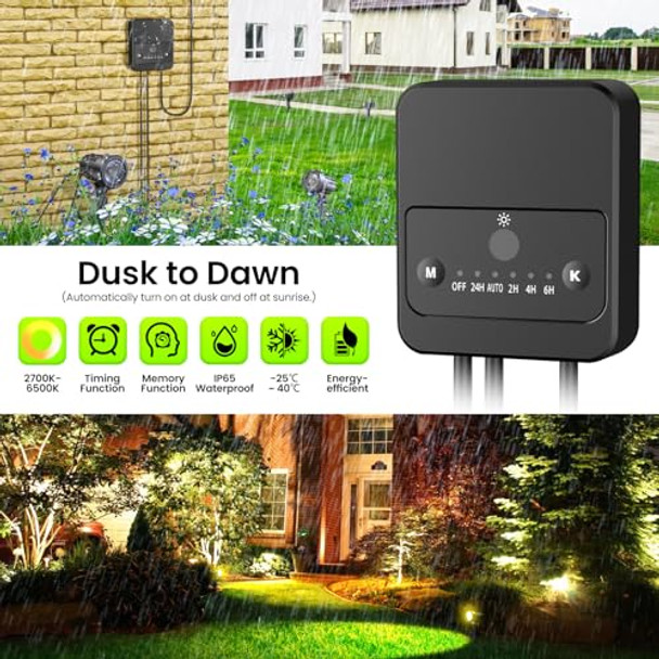 Zzxx Led Landscape Lighting Kit120V Landscape Lights With Photocell Sensor 2700K-6500K Ip66 Waterproof Spotlights Outdoor With Remote Control For Yard House Garden Pathway Tree (8 Pack)