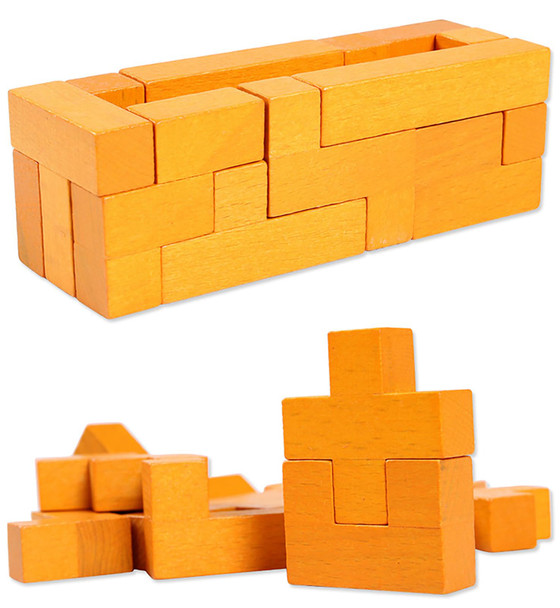 Alalatois Wooden Puzzle Pattern Blocks Brain Teasers Game 3D Russian Building Toy Geometric Wood Tangram Shape Jigsaw Puzzles Montessori Stem Educational Toys For Kids Adults (Multicolor)