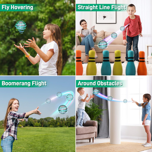 Amplelife Flying Orb Ball d - Hover Orb Magic Light Up Mini Drone Cosmic Globe Fly Spinner For 6 7 8 9+ Year Old Boys Girls Adults Flying Balls Orbit For Birthday Father'S Day Christmas (Blue)