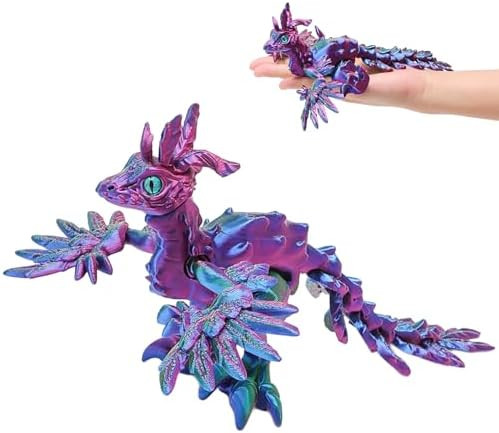 Aoontyen 3D Printed Dragon With Wings Flying,Articulated Flexible Joints Toys, Birthday Easter Christmas Desk Pet Home Office Decor Desk Toys, Fidget Toys For Kids Ages 3 4 5 (Yellow)