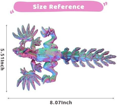 Aoontyen 3D Printed Dragon With Wings Flying,Articulated Flexible Joints Toys, Birthday Easter Christmas Desk Pet Home Office Decor Desk Toys, Fidget Toys For Kids Ages 3 4 5 (Yellow)