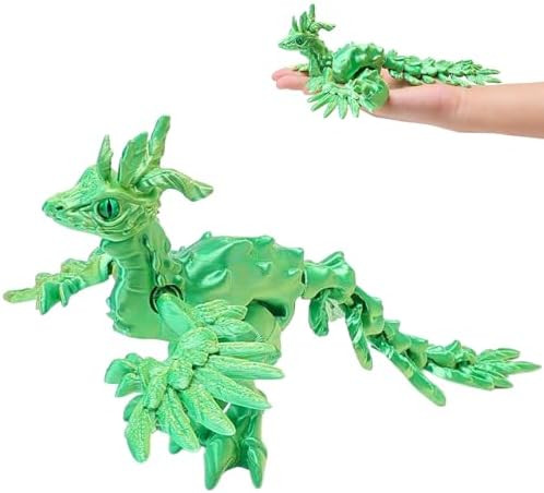 Aoontyen 3D Printed Dragon With Wings Flying,Articulated Flexible Joints Toys, Birthday Easter Christmas Desk Pet Home Office Decor Desk Toys, Fidget Toys For Kids Ages 3 4 5 (Green)