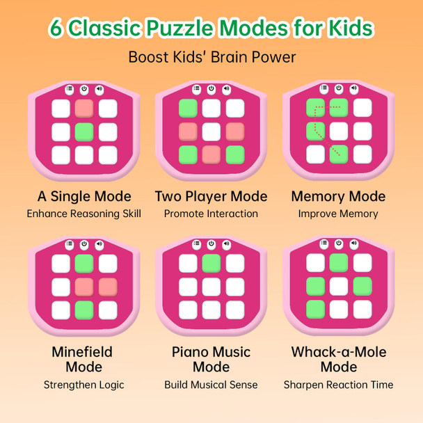 Arliksi Electronic Tic Tac Toe Game, 9 In 1 Infinite Digital Handheld Game With Tic Tac Toe Board, Portable & Lightweight Travel Toy s For Kids Adults Brain Exercising(Orange)