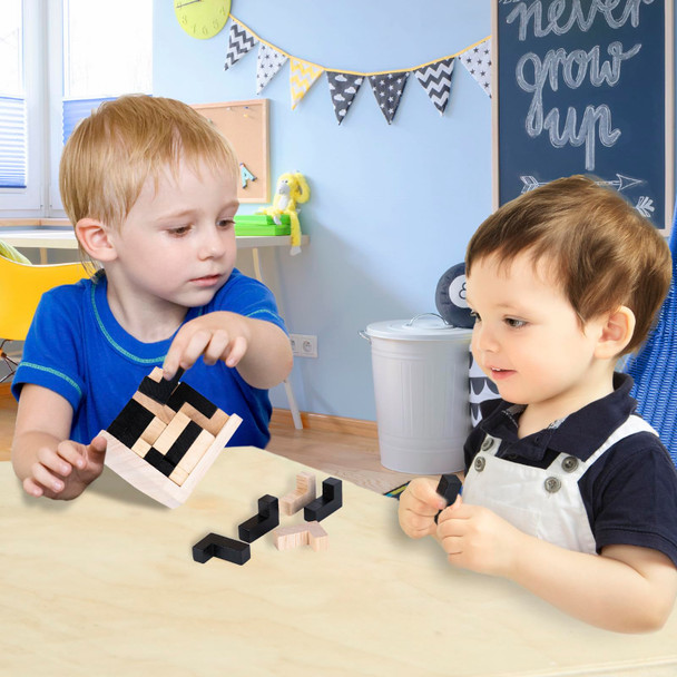 Berry President Wooden Russian Blocks Puzzle, Brain Teaser For Adults, 3D Intelligence Toy, Desk Toy For Adults And Kids, 54 Pieces (L-Shape)