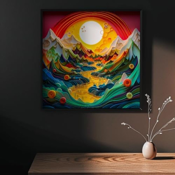 Bgraamiens Canyon Sunset - 1000 Pieces Modern Art Puzzle, 3D Visual Mountain Scenery, Unique Color Challenge