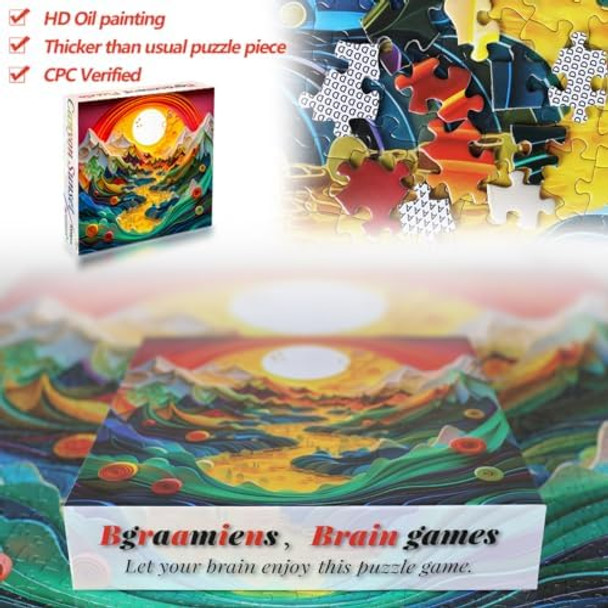 Bgraamiens Canyon Sunset - 1000 Pieces Modern Art Puzzle, 3D Visual Mountain Scenery, Unique Color Challenge