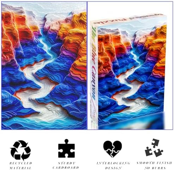 Bgraamiens 3D Visual 1000 Pieces Puzzle - The Blue Canyon - Autostereoscopy Hard Challenge For Adults & Kids