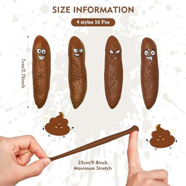 Buvudi 16Pcs Poop Fake Poop Finger Slingshot, White Elephant s For Adults Stocking Stuffers Flying Shooting Toys For Kids Fake Poop Novelty Slingshots For Adults