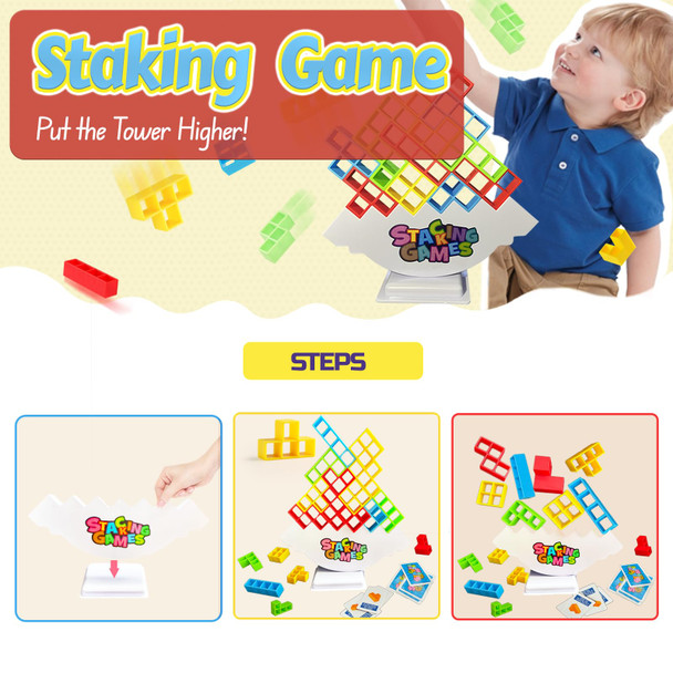 Clapet 64 Pcs Tetra Tower Stacking Game, Fun Balance Building Blocks Board Games For Kids Adults Family Party, Toys s For Boys Girls Ages 3-12