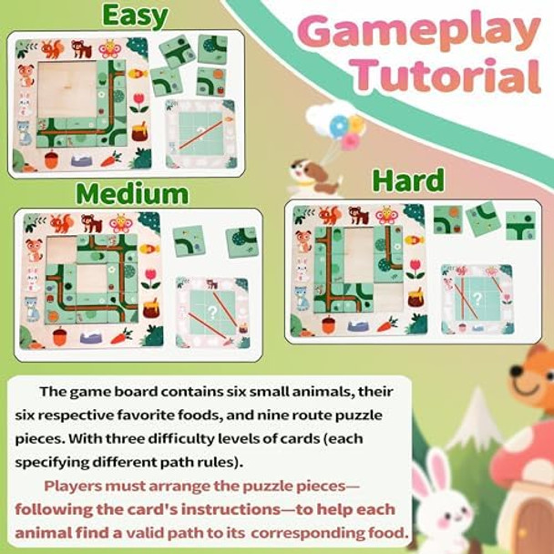 Contnovin Logic Puzzle Game For Kids Ages 3+, Contnovin Animal Feeding Adventure Board Game, Montessori Toys With Path Tiles & Cards, Stem Learning Travel For Boys & Girls