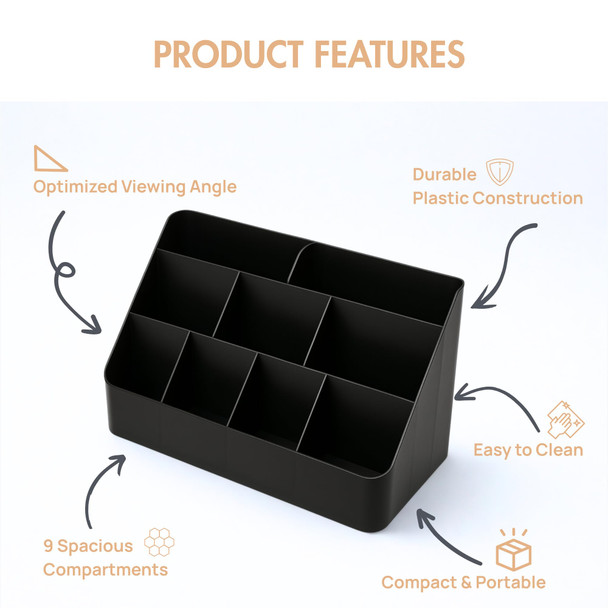 Crimitidex American-Style Board Game Card Rack 9-Compartment Plastic Deck Organizer For Board Games, Tcgs, And Rpgs (White)