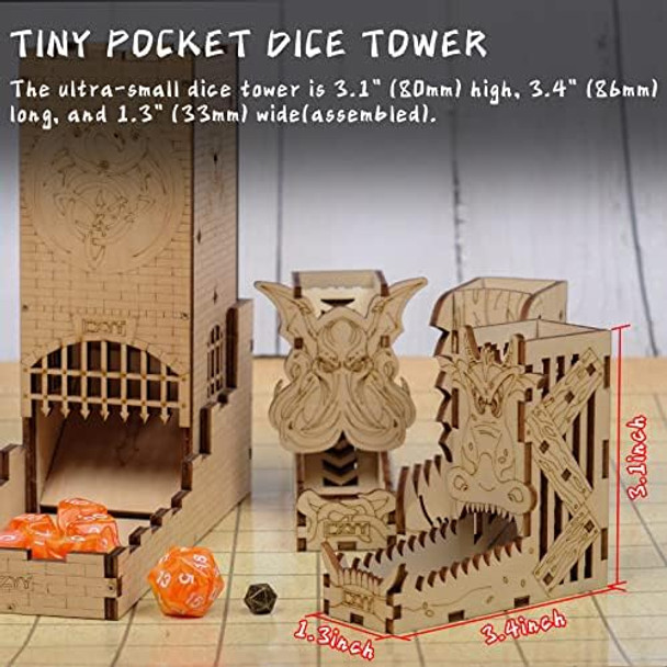 Czyy Dnd Mini Dice Tower Rolls Dice Up To 10Mm, Set Of 3 Wood Portable Dice Roller For Board Game, D&D And Tabletop Rpg