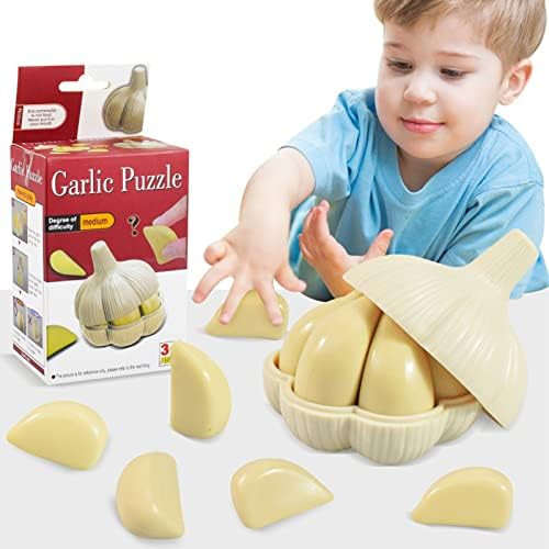Deosdum 3D Garlic Puzzles For Kids, Pvc Space Sense Exercise 3D Garlic Puzzle Toy For Kids Children Birthday s