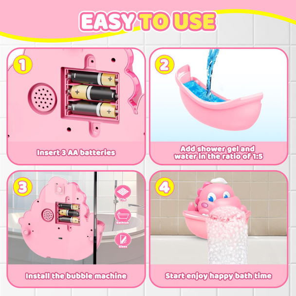 Diyfrety Bath Toys,Light-Up Bath Bubble Machine Automatic Bubble Maker Bathroom Toy For Kids Ages 1-3 4-8 Toddler Bathub Toy Dinosaur Toys For Kids 3-5