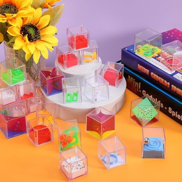 Dyrfolm 48 Pcs Brain Teaser Puzzles For Kids,Mini Maze Puzzle Cubes,Assorted 3D Brain Teaser Puzzle Cubes,Mini Fidget Puzzle Box,Balance Iq Maze Cube Game Party Favor Games Challenge Decompression