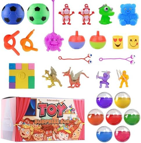 Entervending 20 Pack Party Favors With Cute Squeeze Toys In Box - Mix Fidget Toys In Capsules Prefilled Goodie Bags Squishies Stress Relief Treasure Box Toys For Classroom Pinata Stuffers Easter Eggs