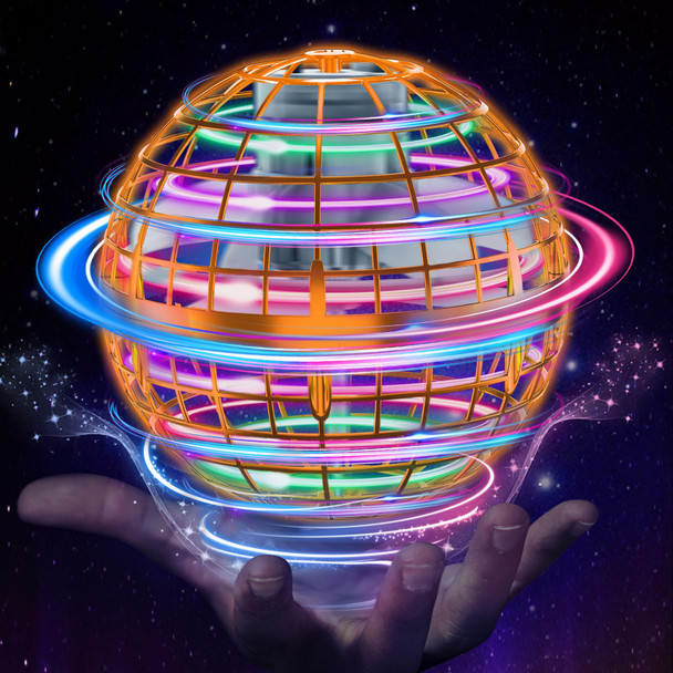 Etplanet Flying Orb Ball Toys Hover Soaring Flying Toy Cosmic Globe Magic Boomerang Spinner Hand Controlled Mini Drone Cool Stuff For 6 7 8 9 10+ Year Old Kids Boys Girls Outdoor Indoor (Orange)