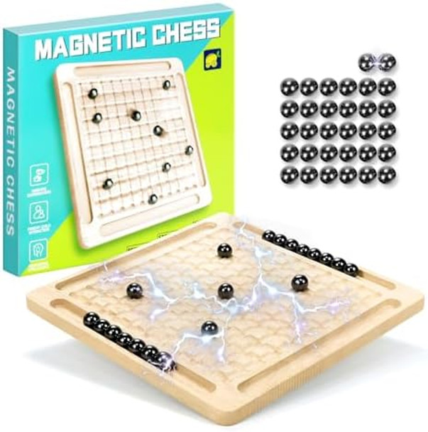 Excitent Magnetic Game With 32Pcs Magnetic Chess Pieces, Portable Travel Board Game For Kids & Adults, Family Strategy Game For 2-4 Players