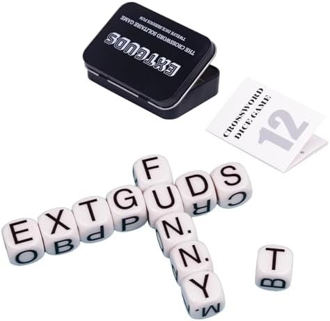 Extguds 12Pcs Crossword Dice Game Set, Word Spelling Dice Games,Travel Alphabet Spelling Board Game With Storage Case,Fun For Game Night Festive