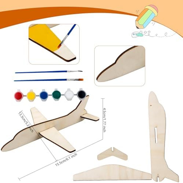 Feradny 24 Pack Wooden Airplane Toys Diy Paint Aircraft Wood Planes Handicraft Wood Airplane For Kids School Art Craft Projects Home Activity Birthday s