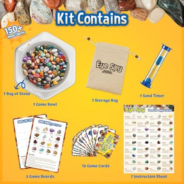 Gamerside Rocks For Kids - 150+ Rock Collection Gemstones For Kids, With Interactive Family Bingo Board Games, Educational Stem Learning Toys Science Kits For Boys & Girls Ages 6+