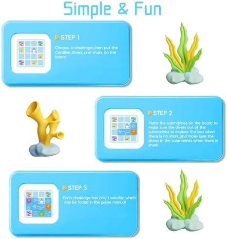 Gemmicc Skill Building Puzzle Games, Brain Teasers Games, Divers And Shark Preschool Logical Game For Children