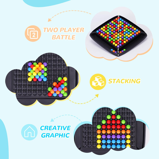 Gencokok 120Pcs Intellectual Chessboard - Dual Duel, Strategy Board Games Chess Board With 120 Rainbow Ball, Fun Table Top Strategy Game, Strategy Board Games Chess Board For Kids & Adults (D)